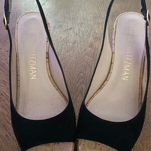 Stuart Weitzman Black Women's Slingback Wedges